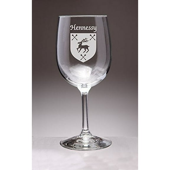 Hennessy Irish Coat of Arms Wine Glasses - Set of 4 (Sand Etched)