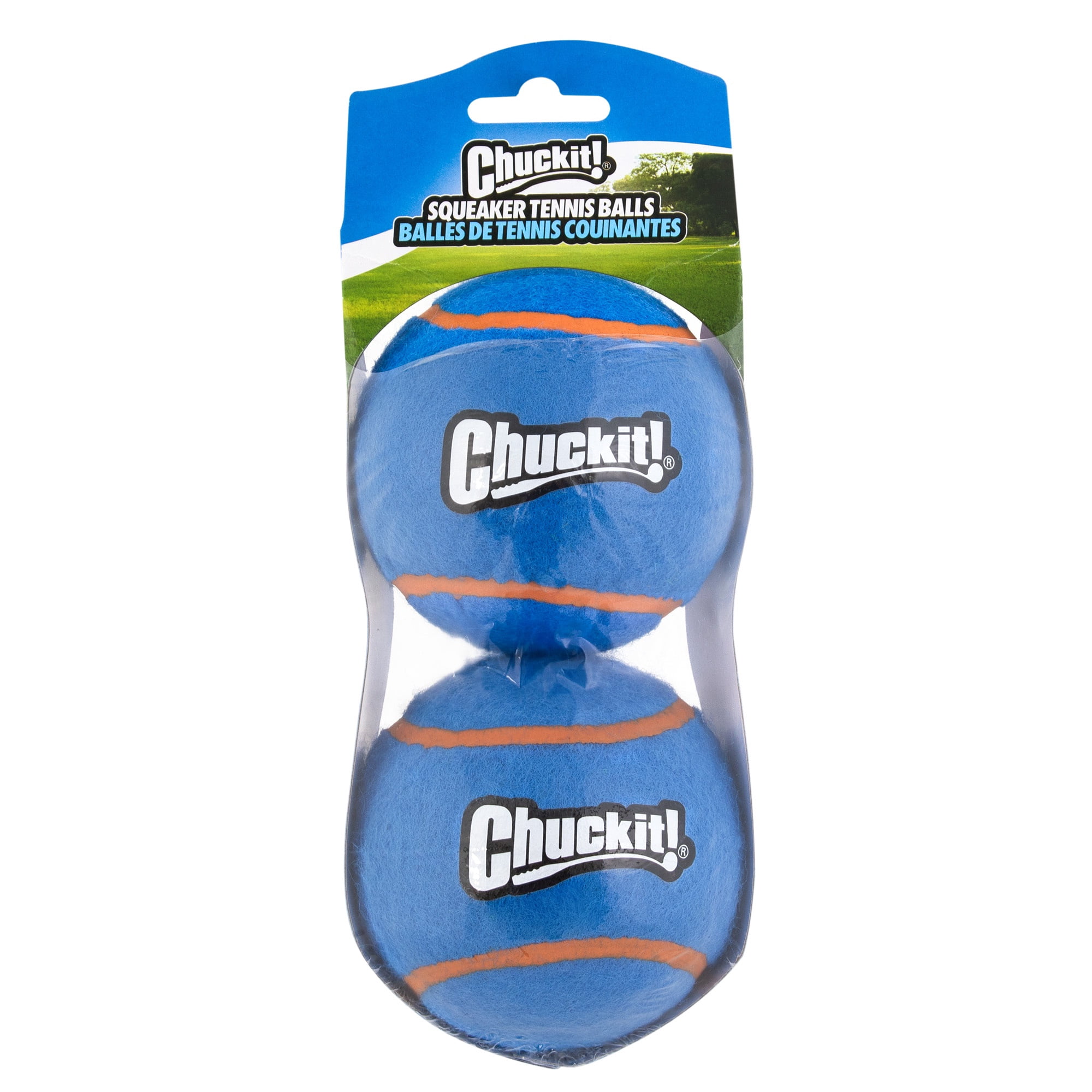 Chuckit! Squeaker Dog Tennis Balls Fetch Toy for Dogs, Extra Large 3.5" for Pets 90+ lbs, Blue, Pack of 2