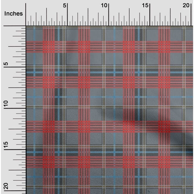 oneOone Cotton Cambric Fabric Tartan Check Print Fabric By The Yard 56 Inch Wide