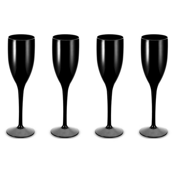 Naiovety 4 copas de champán de 170 ml para hornear, reutilizables de plástico PP, ideales para cócteles, bodas y Navidad. Barra de herramientas negro
