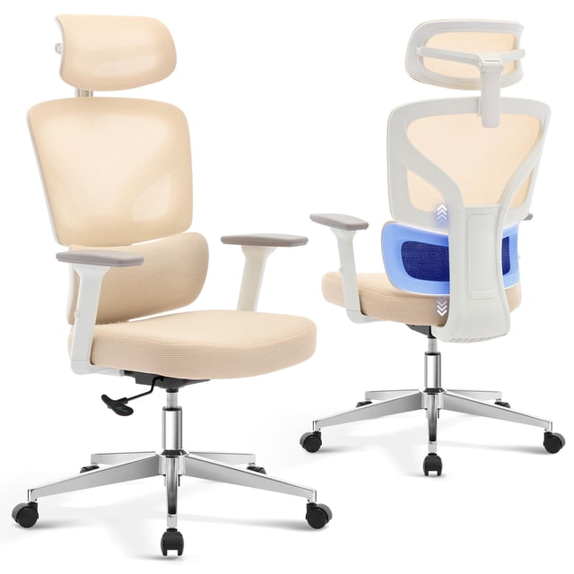 Ergonomic High Back Mesh Office Chair with Adjustable Headrest and Lumbar, 3D Armrests, 360° Swivel, Heavy Duty Rolling Computer Desk Chair, Black