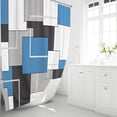 thumbnail image 2 of Navy Blue Fabric Shower Curtain - Geometric Water Repellent Shower Curtain Set 72x72, 2 of 7