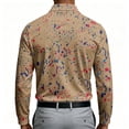 thumbnail image 4 of CCRFTGI Mens Long Sleeve Polo Shirts Classic Mock Neck 3 Button Breathable Lightweight Golf Daily Casual Tops Light Brown 3XL, 4 of 4
