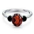 thumbnail image 3 of Gem Stone King 925 Sterling Silver Red Garnet and Black Diamond Engagement Ring for Women | 2.67 Cttw | Oval 9X7MM | Gemstone January Birthstone | Size 7, 3 of 6