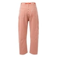 thumbnail image 4 of KHONTS Womens Summer Linen Striped Barrel Pants Comfy Drawstring Capri Pant with Pockets Beach Vacation Trousers Z01-Red L, 4 of 8