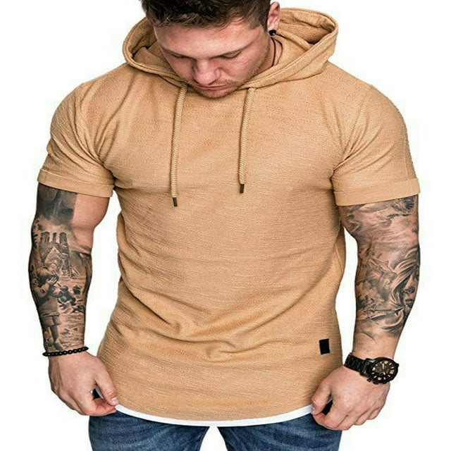 Sweat à Capuche à Manches Courtes pour Homme S'Adapte à un T-Shirt Slim