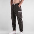 thumbnail image 2 of Enjoytime Joggers for Men Solid Color Button Waist Tapered Cargo Pants Casual Workout Trousers with Multiple Pockets Gray XL, 2 of 8