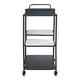 thumbnail image 2 of Constanza Bar Cart Black Serving Cart, Modern Style, Tinted Tempered Glass, Natural Marble rectangular shape tabletop, Steel, Indoor Bar, 2 of 5