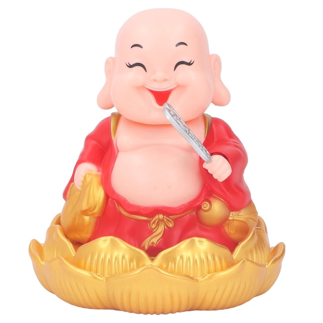 Solar Buddha Statue Toy, Automatic Solar Laughing Buddha Toy for Window Red,Golden