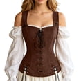 thumbnail image 4 of Renaissance Pirate Vest Women Medieval Steampunk Viking Costume Lace Up Waistcoat, 4 of 5