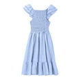 thumbnail image 5 of Gubotare Girls Summer Dresses Casual Toddler Girl's Floral Spring Skater Dresses Casual Summer Short Sleeve Dress Size 5-6T (Light Blue,5-6 Years), 5 of 5