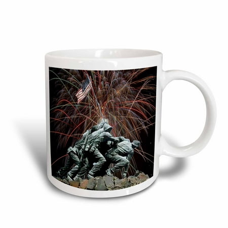 Fireworks Mug - 3dRose Marine Corp Memorial with Fireworks, Ceramic Mug, 15-ounce