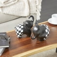 thumbnail image 2 of 6", 7"H Black Ceramic Small Elephant Sculpture with Checkered Pattern, by DecMode (2 Count), 2 of 14