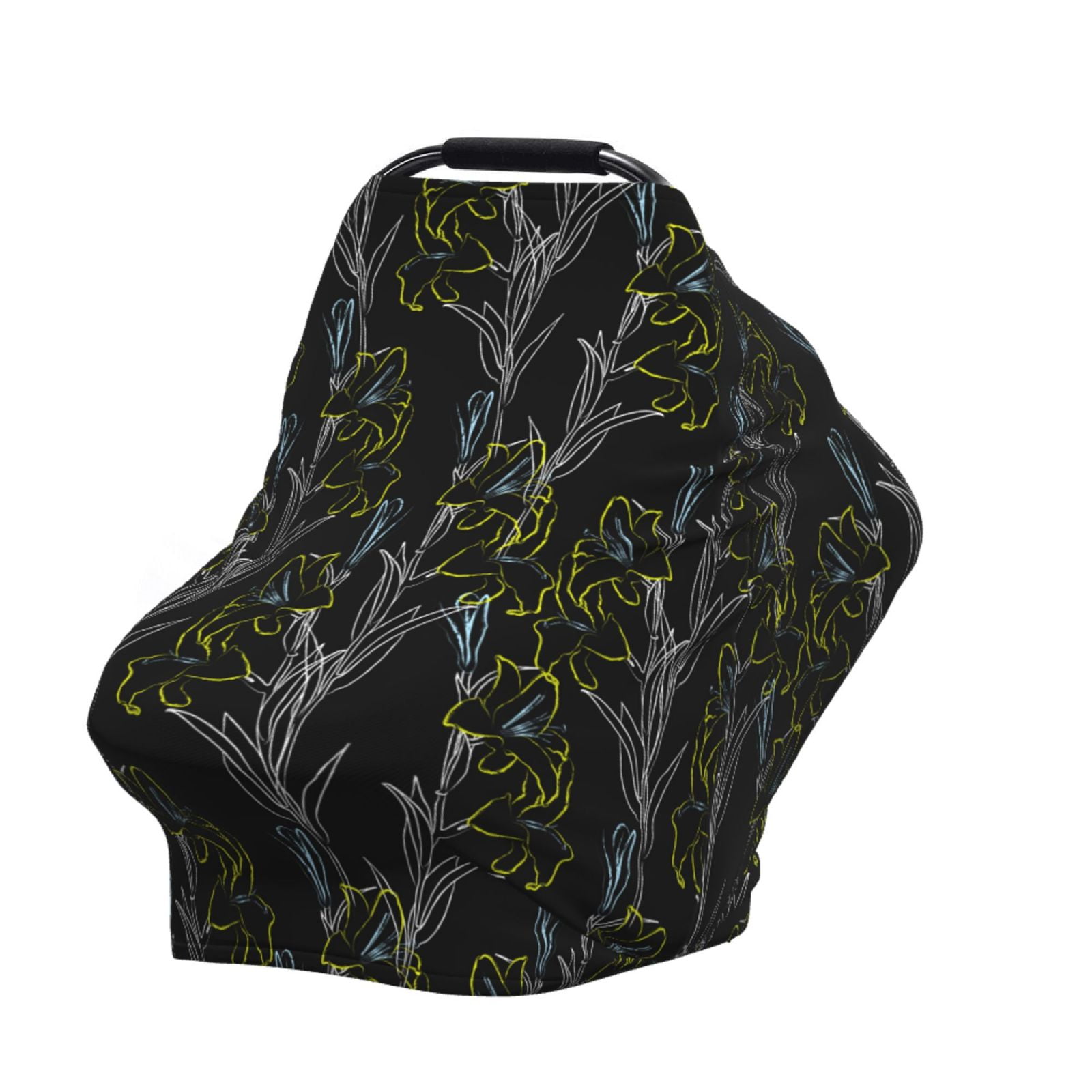 Fotbe Lilies Flowers Pattern Car Seat Covers for Babies, Nursing Breastfeeding Cover Infant Carseat Canopy, Soft Stretchy Carrier Cover