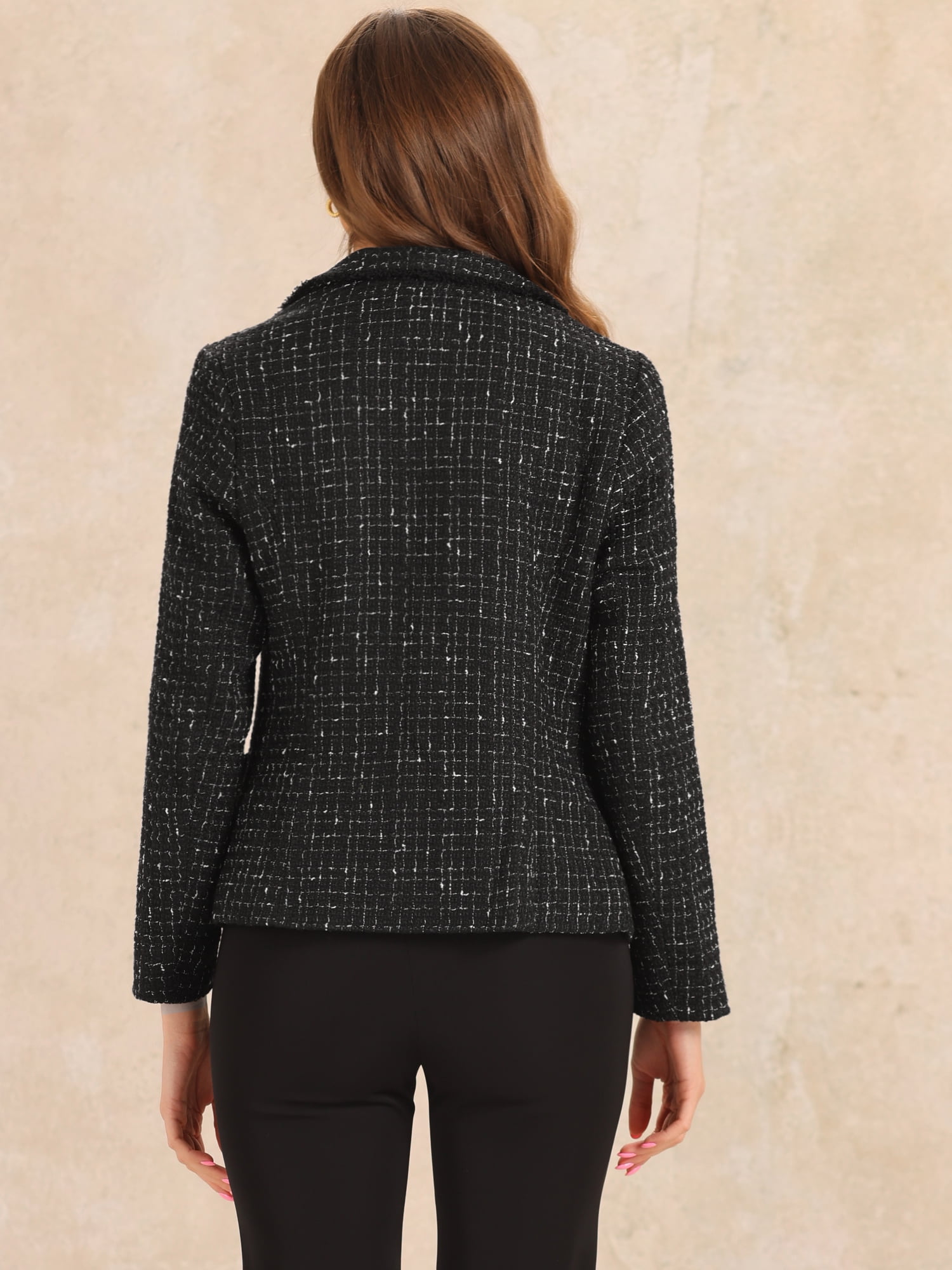 DARING DIVA Women's Notch Lapel Long Sleeve Elegant Business Casual Jacket M Black