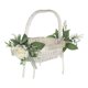 thumbnail image 5 of Cesta de flores de boda Macarena blanca con asa decoración de flores de seda, 5 of 8