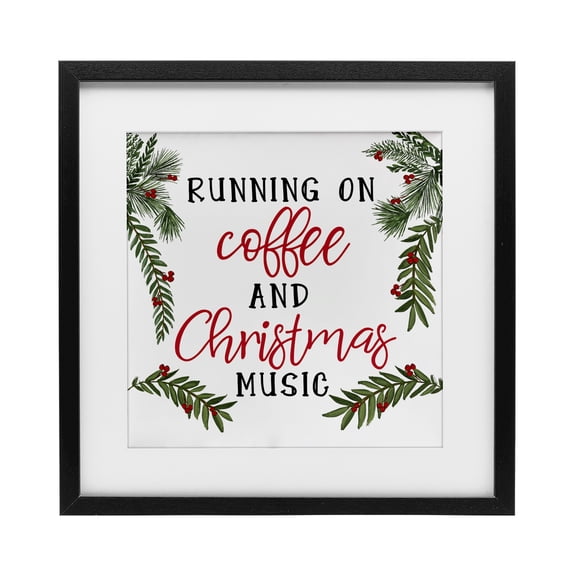 Stupell Industries Eclectic Coffee & Christmas Music Black Framed Print Under Glass, 13 x 13, by Dogwood Portfolio