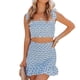 thumbnail image 1 of Mujeres Crop Top + Mini Faldas Sin Mangas Floral Verano Sexy Falda Conjunto (Azul S) Tmvgtek Para estrenar, 1 of 2