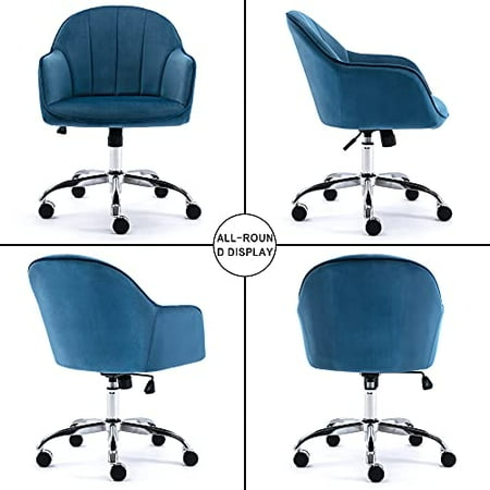 J L Furniture Modern Velvet Desk Office Task Chair Cute Vanity Upholstered Teen Girl Mid Back Home Swivel Adjustable Small Soft Seat Blue Canada J L Furniture Modern Velvet Desk Office, White Desk Chair Teen Girl