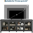 thumbnail image 4 of TV Stand for 65 in, Entertainment Center with Storage Cabinet and 4 Sliding Glass Doors, Mid Century Modern Media TV Console Table for Living Room Bedroom (Black), 4 of 8