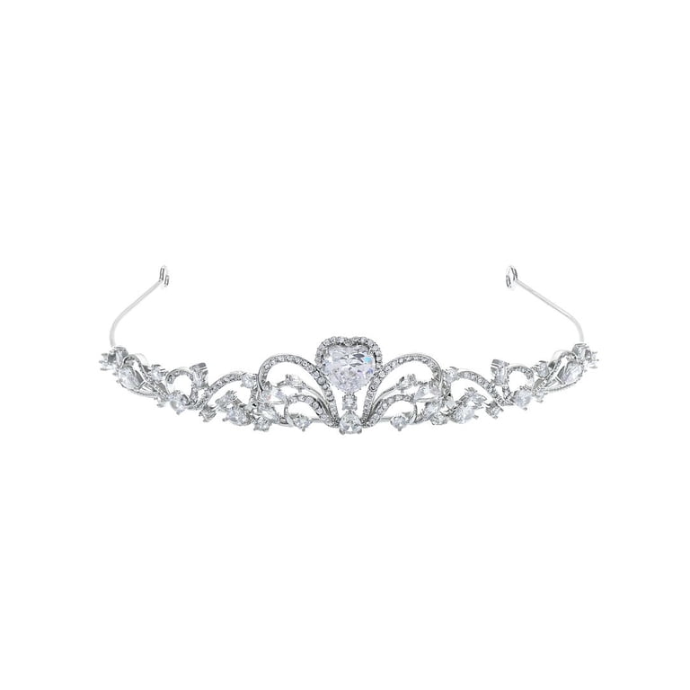 Believe by Brilliance Silver Plated Heart Tiara with Cubic