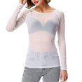thumbnail image 3 of Women See-through Long Sleeve Seamless Arm Shaper Top Mesh Shirt Blouse, 3 of 4