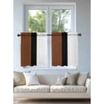 thumbnail image 4 of Brown Black White Boho Tier Curtains 24 Inch Length, Sheer Curtains for Bedroom Living Room Window Modern Striped Art Rod Pocket Voile Drapes Kitchen Curtains Small Half Window 27.5"x24" 2 Panels, 4 of 6