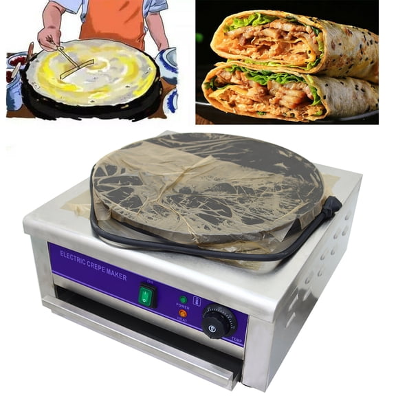 INTBUYING Commercial Pancake Machine Electric Single-burner Crepe Maker Nonstick Crepe Making Griddle Machine
