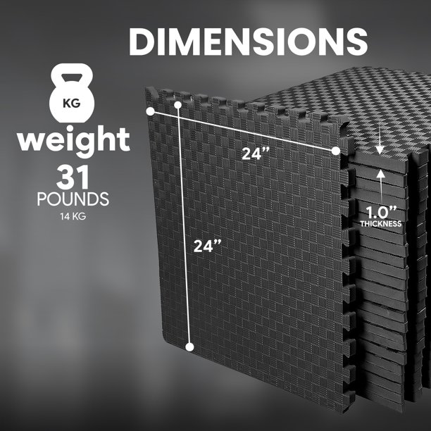 BalanceFrom 18-Pack 24”x24” Interlocking Foam Puzzle Exercise Mat