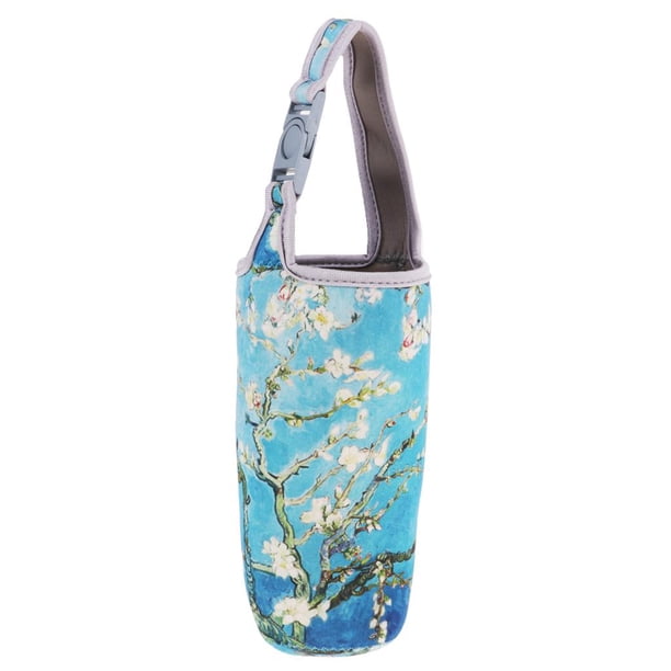 Bolsa para botella de agua con aislamiento, plegable, lavable, térmica, para Flor azul