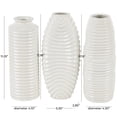 thumbnail image 3 of DecMode 4"W, 11"H Dimensional Ribbed White Ceramic Vase with Varying Shapes, Set of 3, 3 of 13