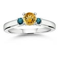 thumbnail image 4 of Gem Stone King 925 Sterling Silver Yellow Citrine and Blue Diamond 3-Stone Engagement Ring for Women (0.86 Cttw, Gemstone November Birthstone, Size 6), 4 of 4