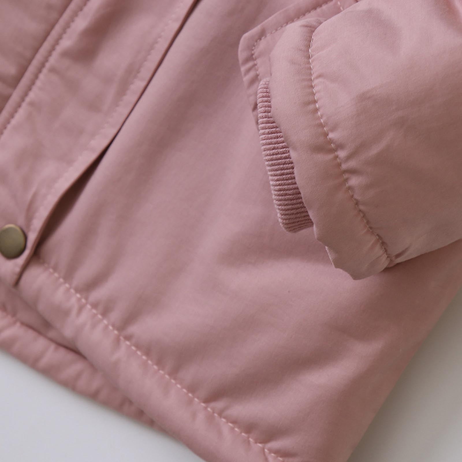 Odeerbi Toddler Winter Coat Kids Girls Outerwear Jackets Thickened Jackets Fleece Hoody Jackets Zip Up Coat Jacket Pink