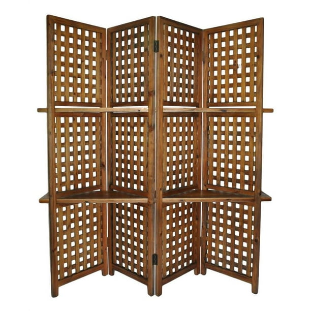 4Panel Room Divider with 2 Shelves