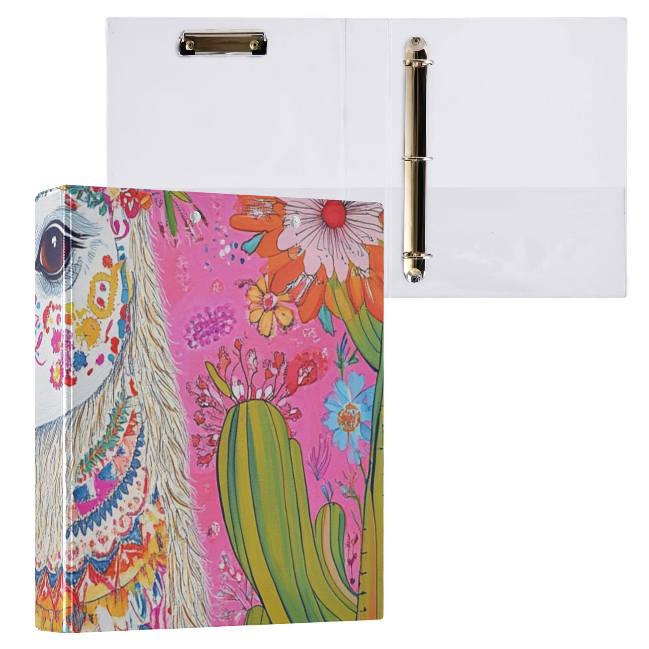 Sheep Face 3 Ring Binders 1.5 inch Hardcover File Folders with Interior Pockets A4 Size Organizer for School Office Hospital