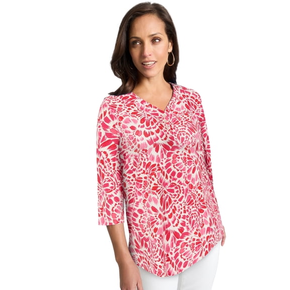 Jessica London Women's Plus Size Stretch Cotton Henley Top