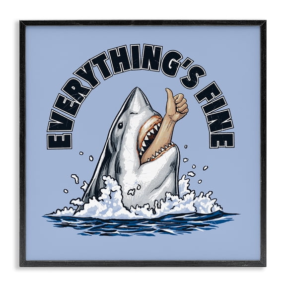 Everything's Fine Shark Bite Black Framed Giclee Art, design by Jedco Brands Inc.