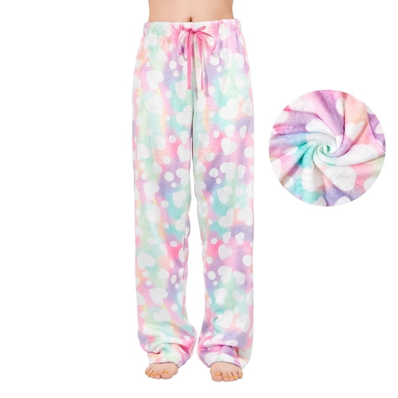 American Trends Plus Size Womens Pajama Pants Fuzzy Fleece Pj Bottoms for Women Winter Cozy Women's Sleepwear Heart 3XL