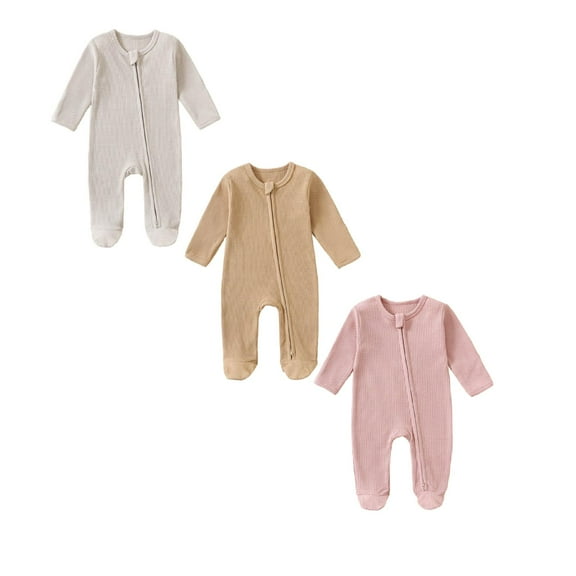 Baby Girls Boys Bodysuit Pajamas Romper Jumpsuit Comfort Long Sleeves Bodysuits Newborn Clothes 3PCS