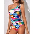 thumbnail image 4 of Traje Baño una Pieza con un Hombro Descubierto para Mujer, Traje Baño Control, Cobertura Total Modesta, Traje Baño con Abertura en la Parte Posterior. Impresión XXL, 4 of 6