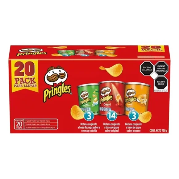 Papas Pringles Surtidas 20 Pack 758g