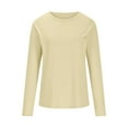 thumbnail image 6 of Goodtrade8 Casual Tops Women Khaki Long Sleeve Solid Color Crew Neck Shirts for Women, 6 of 8