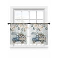 thumbnail image 7 of Blue Truck Christmas Sheer Curtains 45 Inch Length 2 Panels Set, Xmas Balls Snowflake Vintage Voile Window Treatment Rod Pocket Small Kitchen Curtains Drapes for Bedroom 52"x45"x2, 7 of 7