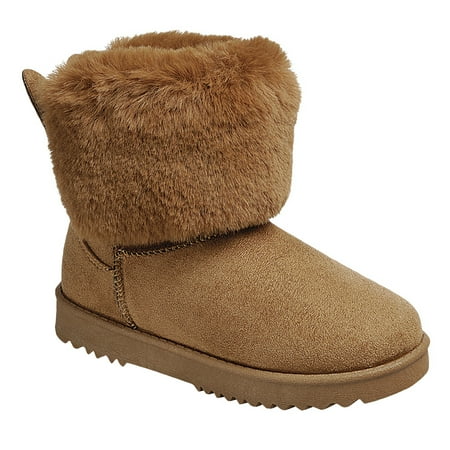

SNJ New Toddler Girl Faux Fur Lining Warm Winter Bootie Ankle Boot Shoe