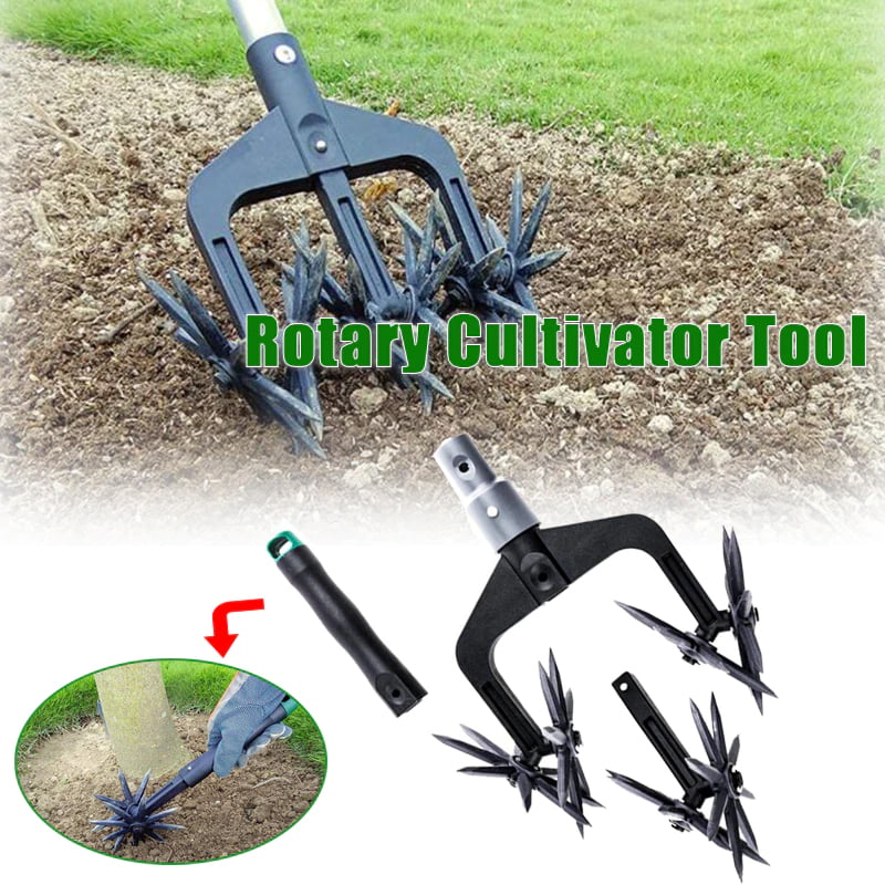 Garden Rotary Tiller Hand Held Rotary Cultivator Garden Tool Grass Repair and Seed Planting Tool Manual Soil Ripper Labor-Saving Rotary Cultivator Soil Turning Tool for Garden Cultivate Easily 