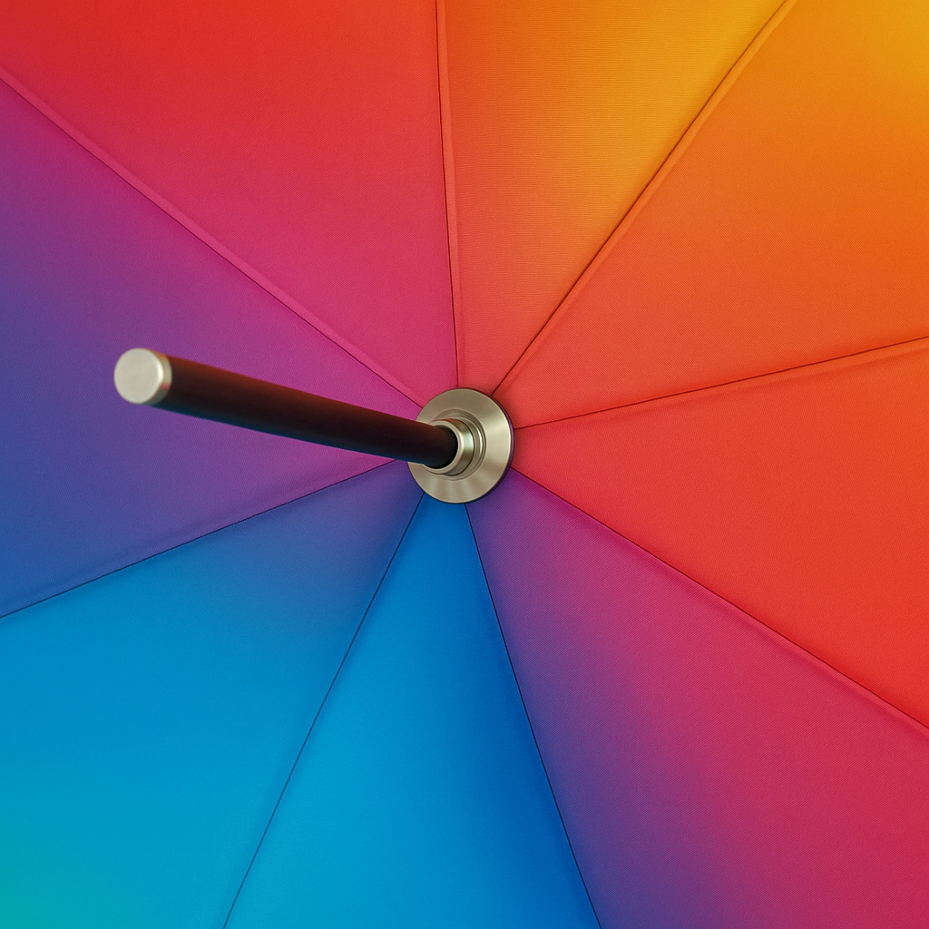 Knirps A.760 Curved Handle Rain Umbrella for Adults in Rainbow – 42" Windproof Automatic Open Canopy, Ultra Lightweight Steel Aluminum Frame with Large Button, Rounded Tips, Polyester Case Included
