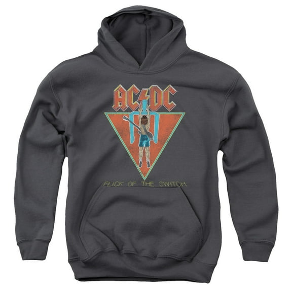 Trevco  ACDC Flick of the Switch-Youth Pull-Over Hoodie - Charcoal - Extra Large