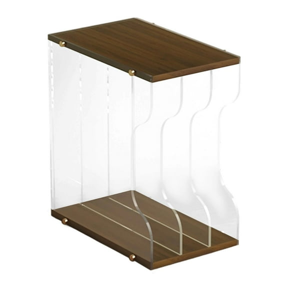 yotijay Vinyl Record Holder Stand Elegant Vinyl Storage Rack for CD Albums Apartment Walnut Color 3 Grid