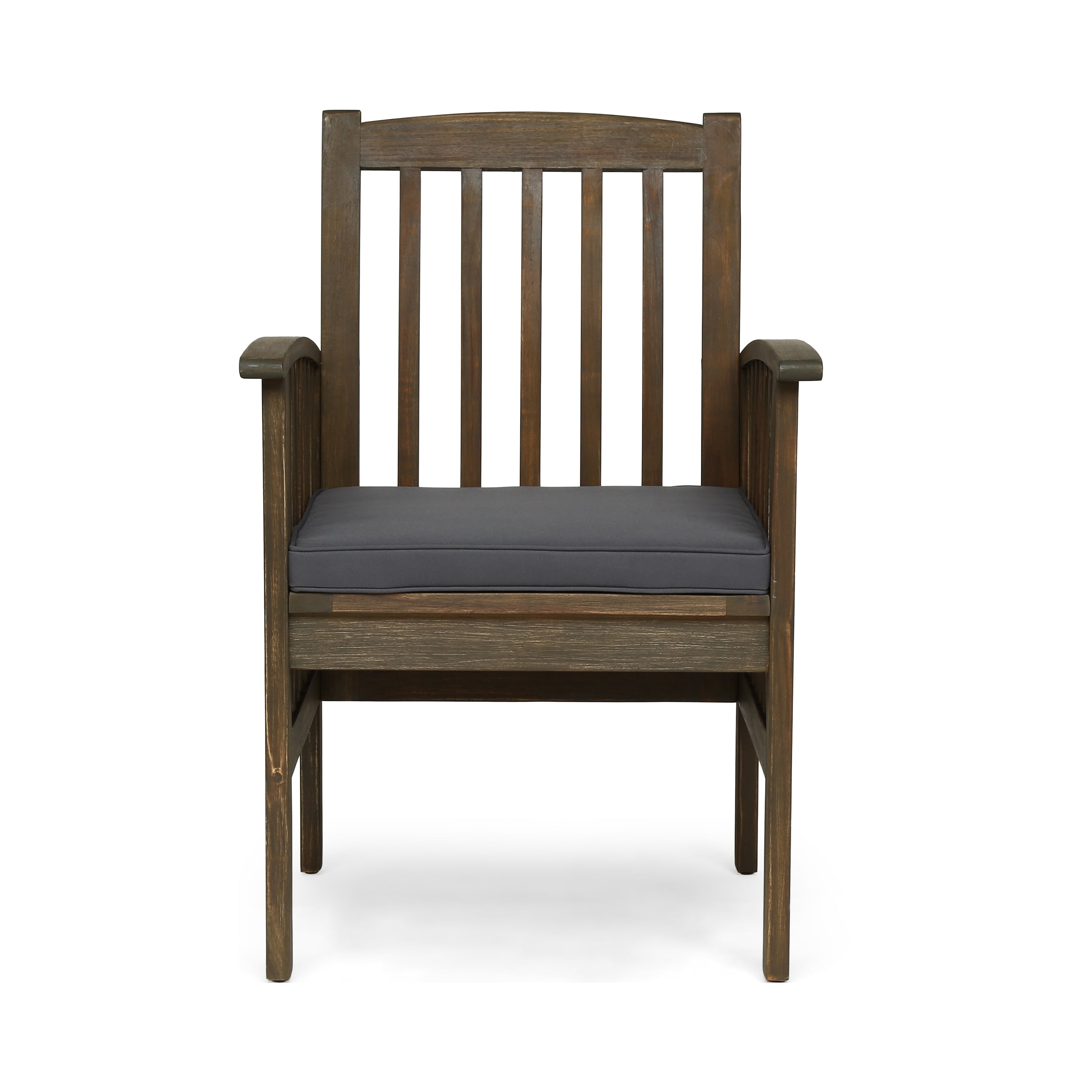 Outdoor Dining Chairs Set of 2 – Solid Acacia Wood Frame with Water-Resistant Cushions, Patio Armchairs for Backyard, Garden or Deck