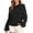 Black, variant on Women's Casual Crewneck Lantern Sleeve Sweaters Flutter Shoulder Chunky Knit Pullover Sweater Tops